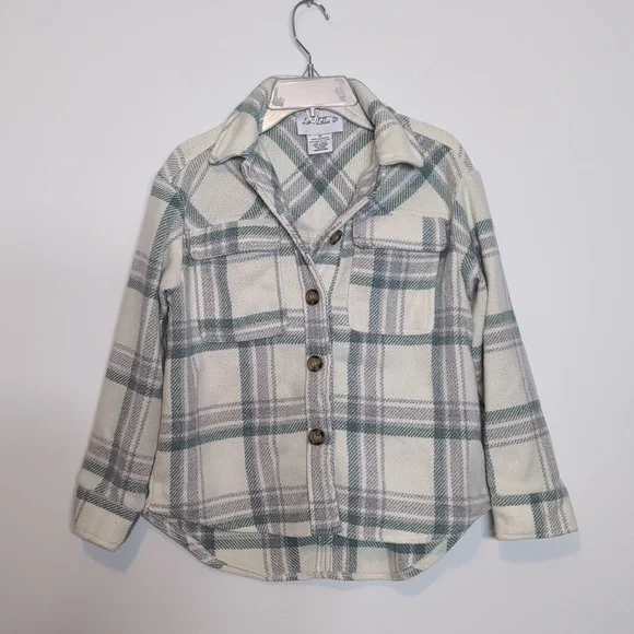 Girls Plaid Shacket Shirt Jacket Button Down - Picture 1 of 4